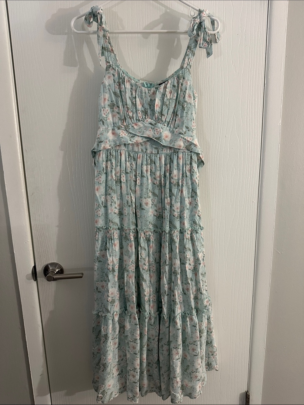 Sleeveless Tie Floral Maxi Dress w/ Tie in Back